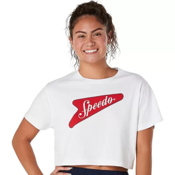 Speedo Womens TShirt Short Sleeve Crew Neck Vintage CropBondi Boom White