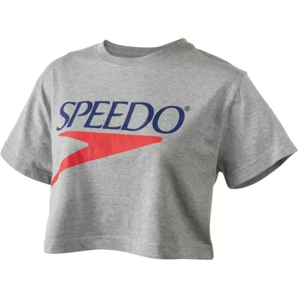 Speedo Womens TShirt Short Sleeve Crew Neck Vintage CropMedium Heather