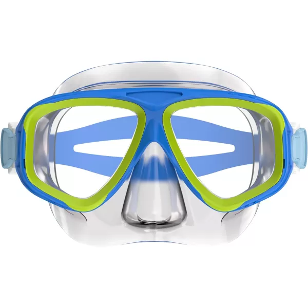 Speedo Kids Swim Snorkel Dive Mask AntiFog with Nose Cover Adventure SeriesM Bright BlueClear