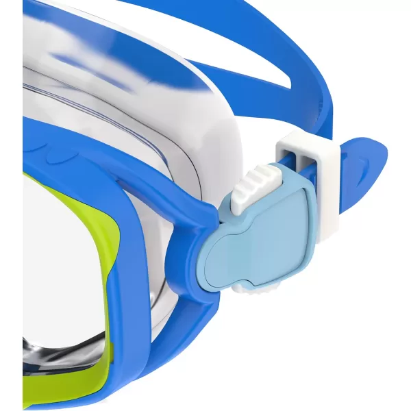 Speedo Kids Swim Snorkel Dive Mask AntiFog with Nose Cover Adventure SeriesM Bright BlueClear