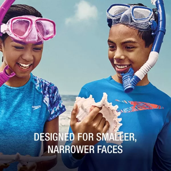 Speedo Kids Swim Snorkel Dive Mask AntiFog with Nose Cover Adventure SeriesM Pink Frost