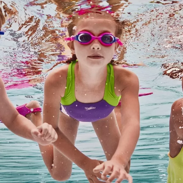 Speedo Skoogles Kids Swim Goggles No Leak AntiFog Easy to Adjust and Comfortable with UV ProtectionBright Pink