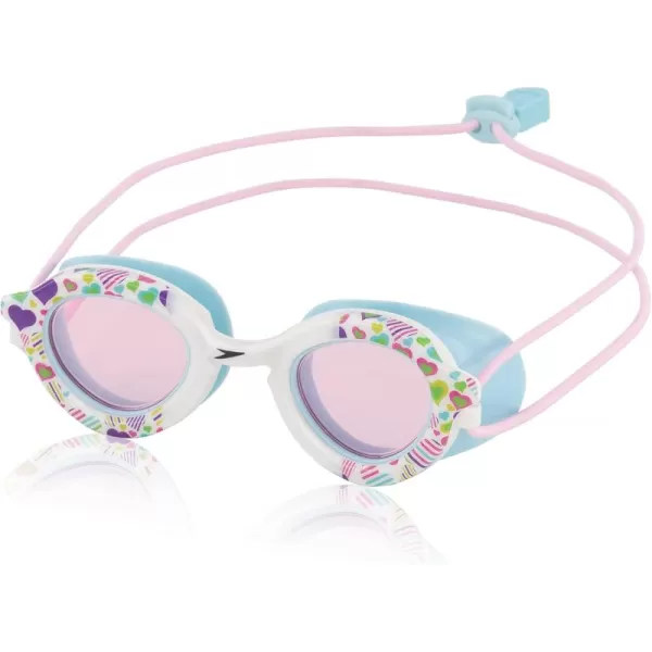 Speedo Kids Swim Goggles Sunny G Ages 38White HeartsVermillion