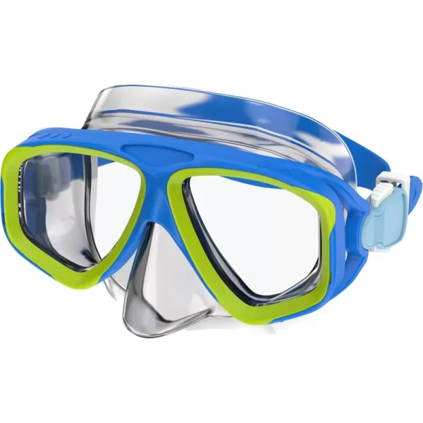 Speedo Kids Swim Snorkel Dive Mask AntiFog with Nose Cover Adventure SeriesM Bright BlueClear