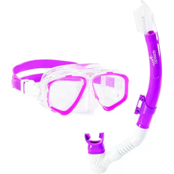 Speedo Kids Swim Snorkel Dive Mask AntiFog with Nose Cover Adventure SeriesMS Pink Frost