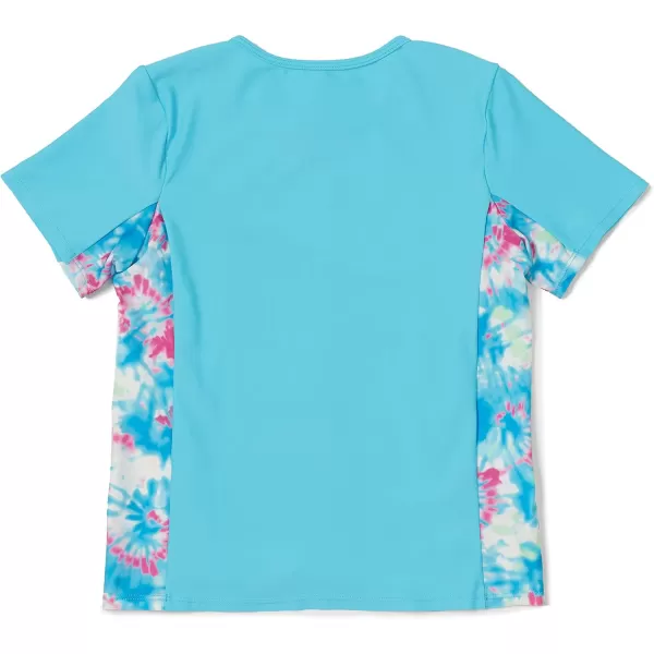 Speedo Girls UV Swim Shirt Short Sleeve Printed RashguardBlue Atoll