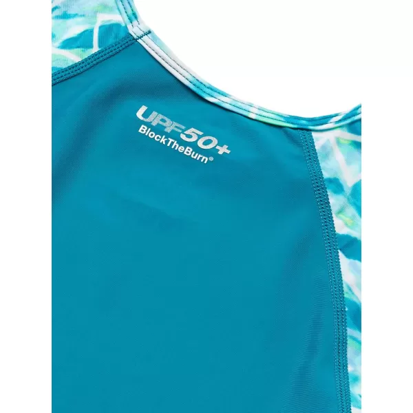 Speedo Girls UV Swim Shirt Short Sleeve Printed RashguardCapri Breeze