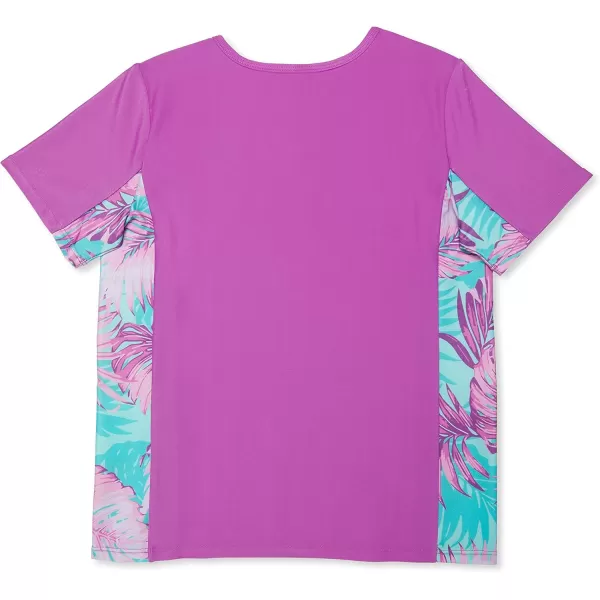 Speedo Girls UV Swim Shirt Short Sleeve Printed RashguardCeramic Splice