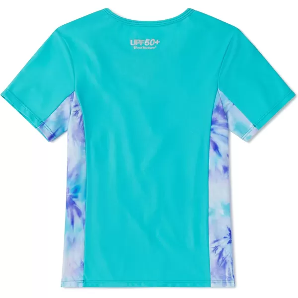 Speedo Girls UV Swim Shirt Short Sleeve Printed RashguardScuba Blue