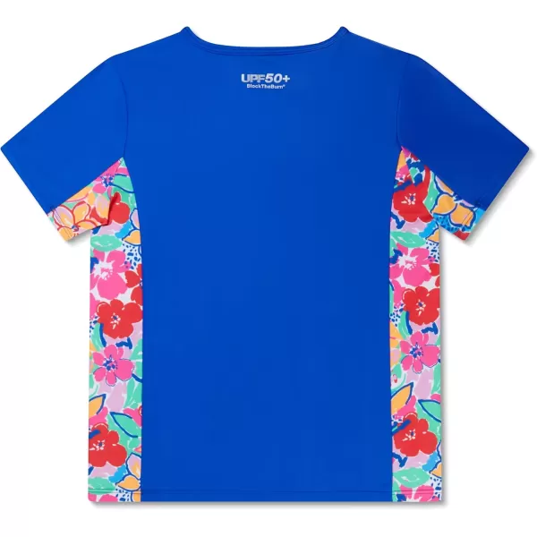 Speedo Girls UV Swim Shirt Short Sleeve Printed RashguardTrue Cobalt