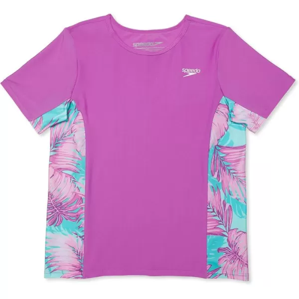 Speedo Girls UV Swim Shirt Short Sleeve Printed RashguardCeramic Splice