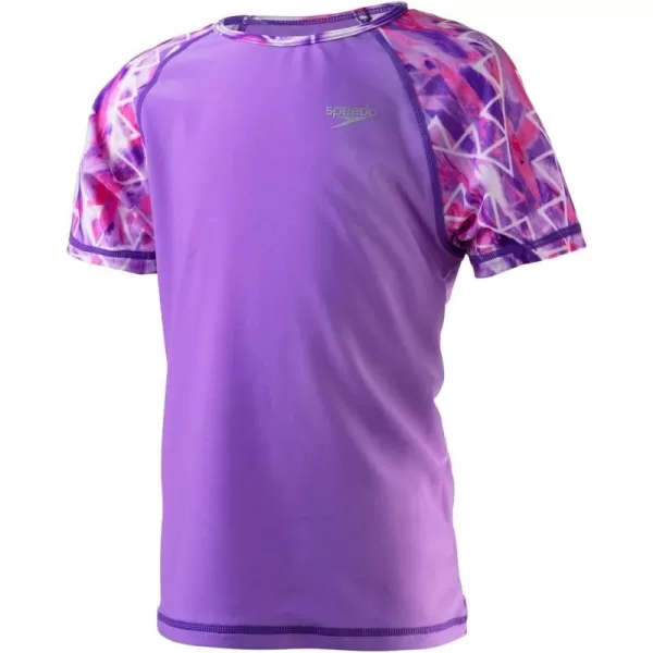 Speedo Girls UV Swim Shirt Short Sleeve Printed RashguardSweet Taro