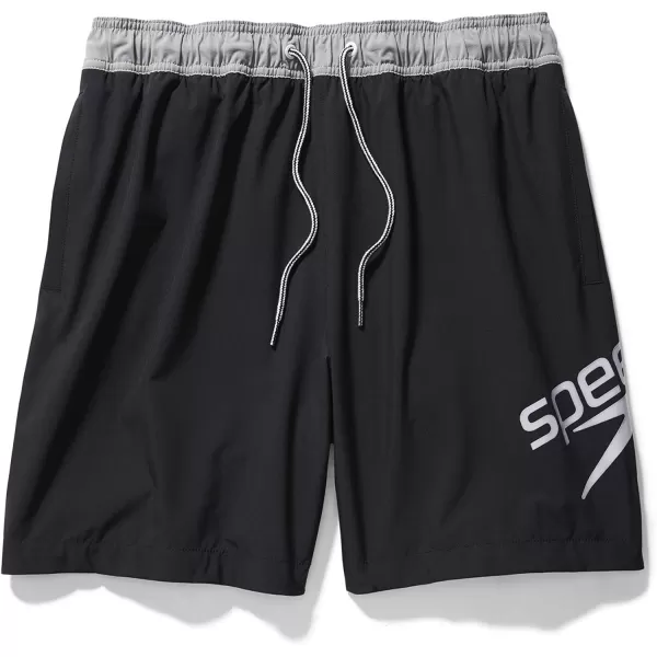 imageSpeedo Mens Swim Trunk Mid Length Redondo SolidSpeedo BlackGrey