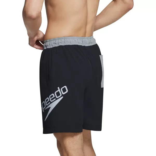 imageSpeedo Mens Swim Trunk Mid Length Redondo SolidSpeedo BlackGrey