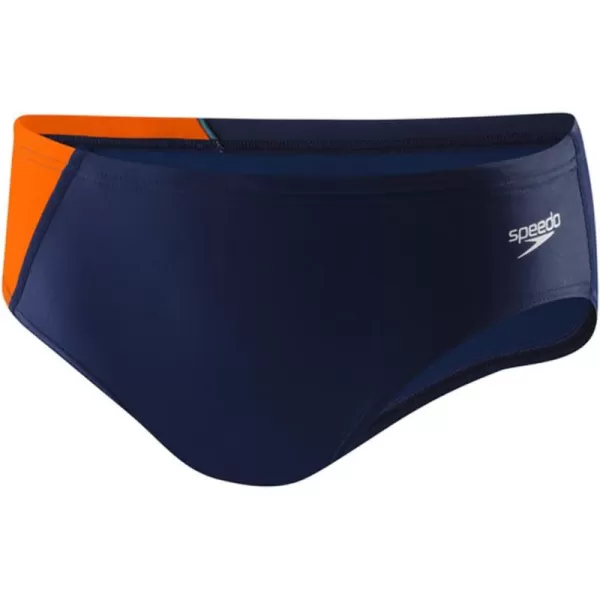 imageSpeedo Mens Swimsuit Brief PowerFlex Eco Revolve Splice Team Colors Purple 36NavyOrange