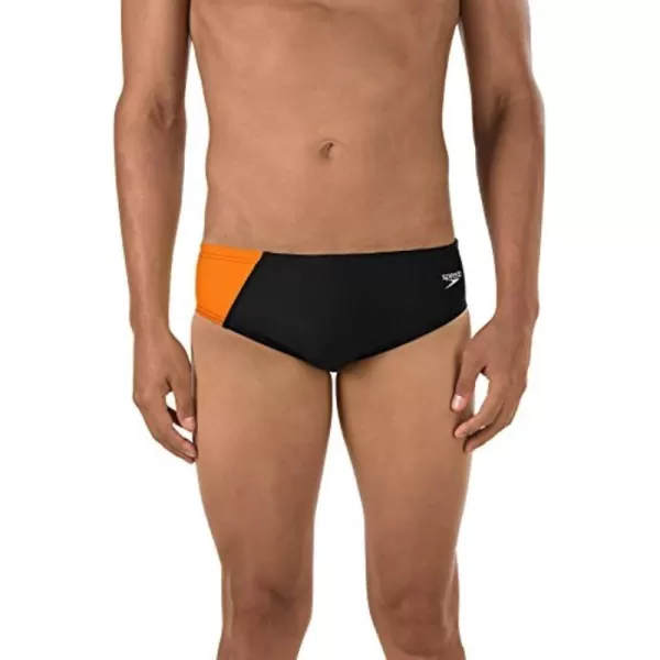 imageSpeedo Mens Swimsuit Brief PowerFlex Eco Revolve Splice Team Colors Purple 36Speedo Orange