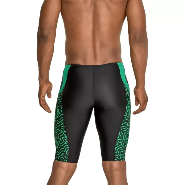 imageSpeedo Mens Xtra Life Lycra Cyber Swirl Brief SwimsuitTeam Green