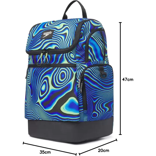 imageSpeedo Unisex Large Teamster 20 Backpack 35Liter  Speedo BlackTrue Cobalt Neon Depths