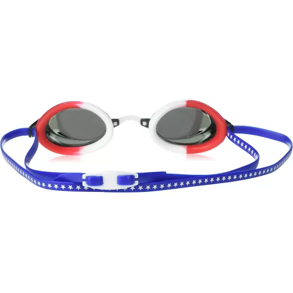 imageSpeedo UnisexAdult Swim Goggles Vanquisher Extended View Mirrored RedWhiteBlueGrey