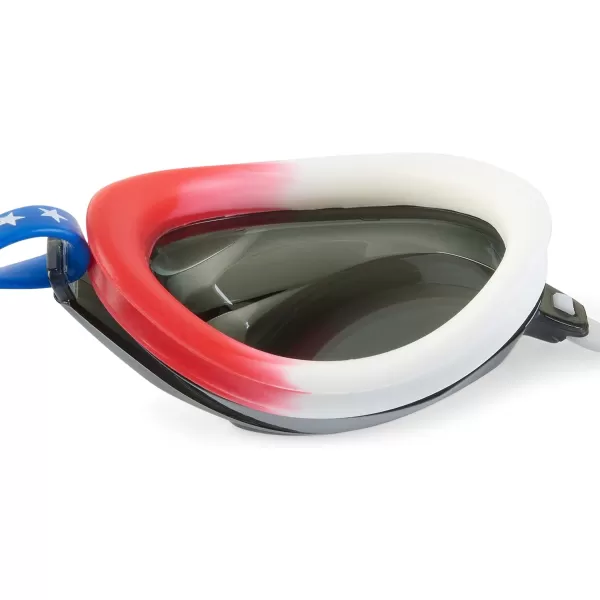 imageSpeedo UnisexAdult Swim Goggles Vanquisher Extended View Mirrored RedWhiteBlueGrey