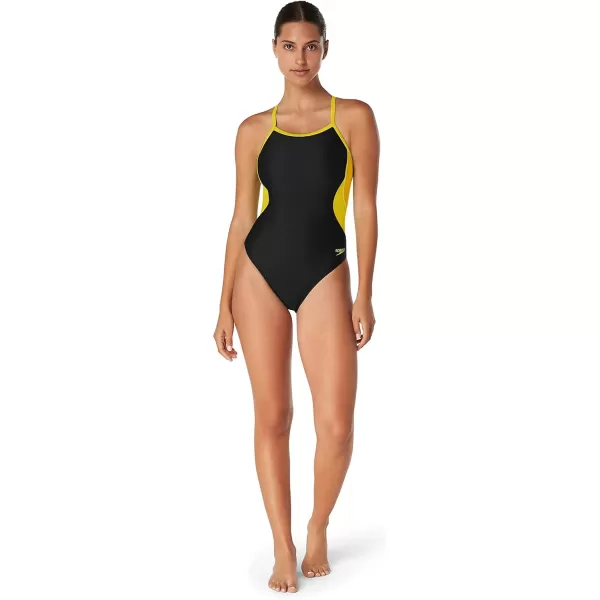 imageSpeedo Womens Swimsuit One Piece Prolt Flyback Solid Adult Team ColorsECO Splice Team Gold