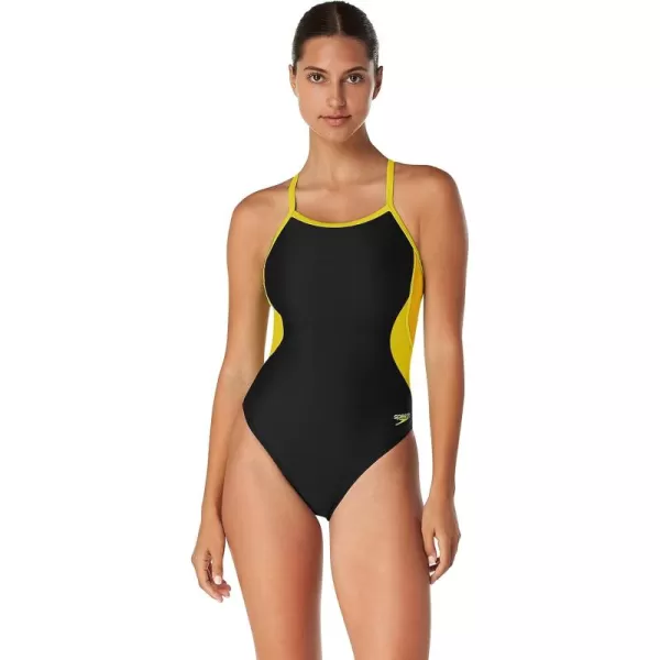 imageSpeedo Womens Swimsuit One Piece Prolt Flyback Solid Adult Team ColorsECO Splice Team Gold