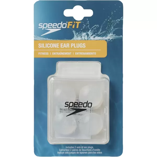 imageSpeedo Unisex Swim Training Silicone Ear Plugs  White 2 Pair Pack of 1White