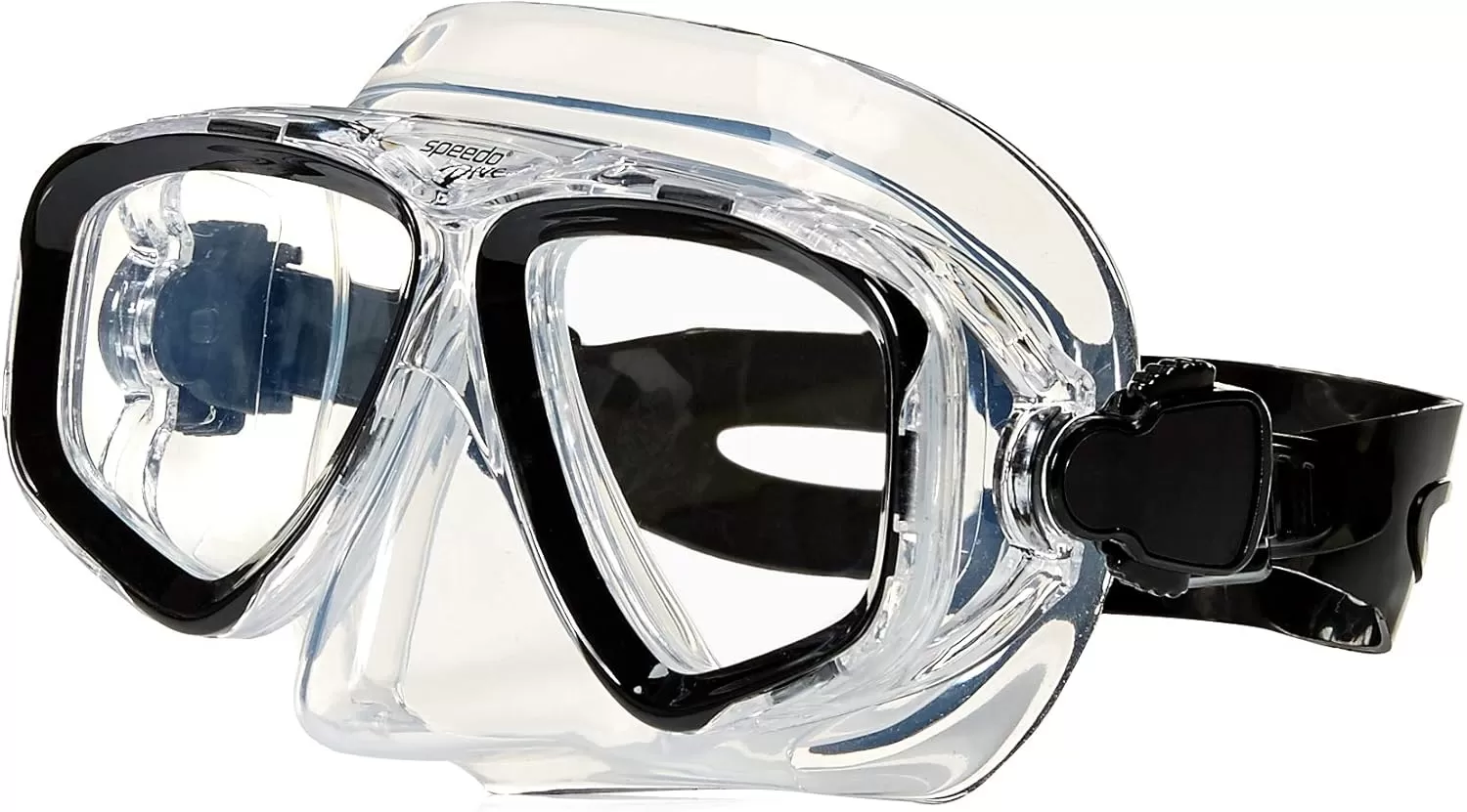 imageSpeedo UnisexAdult Swim Snorkel Dive Mask AntiFog with Nose Cover Adventure SeriesM BlackBlack