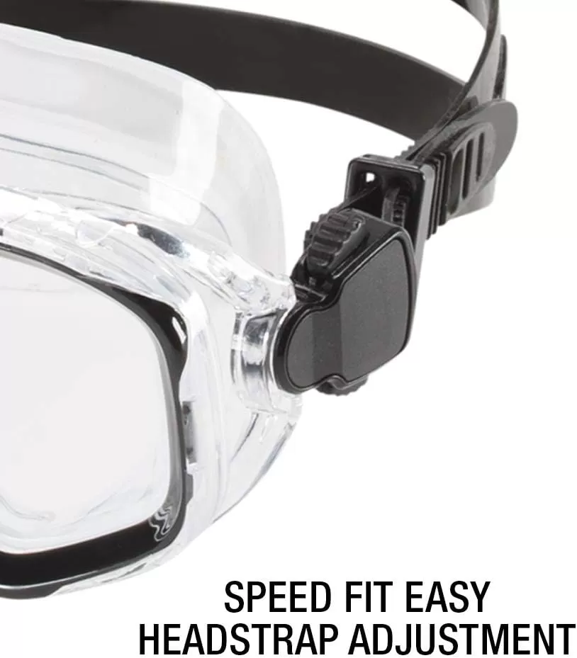 imageSpeedo UnisexAdult Swim Snorkel Dive Mask AntiFog with Nose Cover Adventure SeriesM Blue
