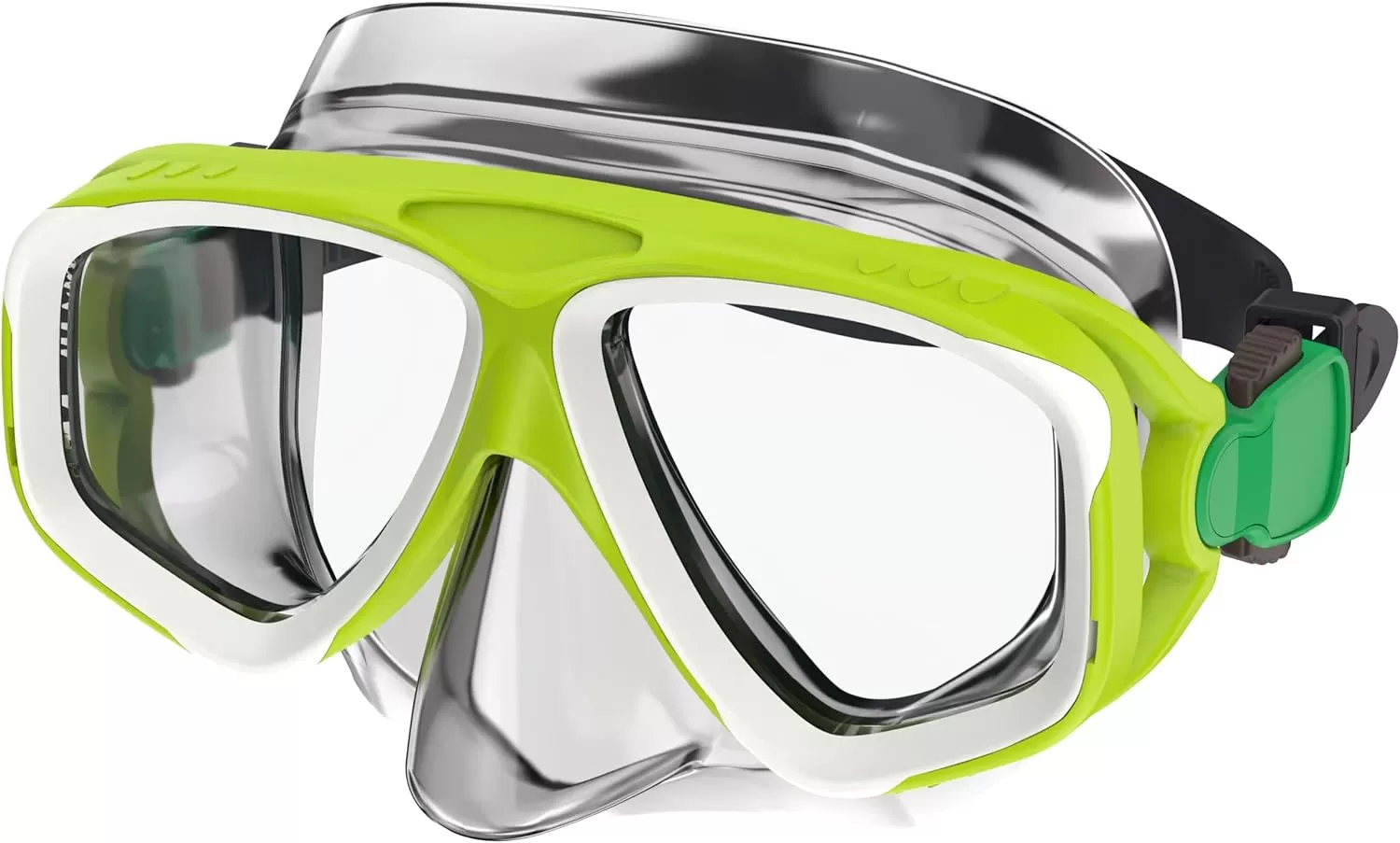 imageSpeedo UnisexAdult Swim Snorkel Dive Mask AntiFog with Nose Cover Adventure SeriesM Lime GreenClear