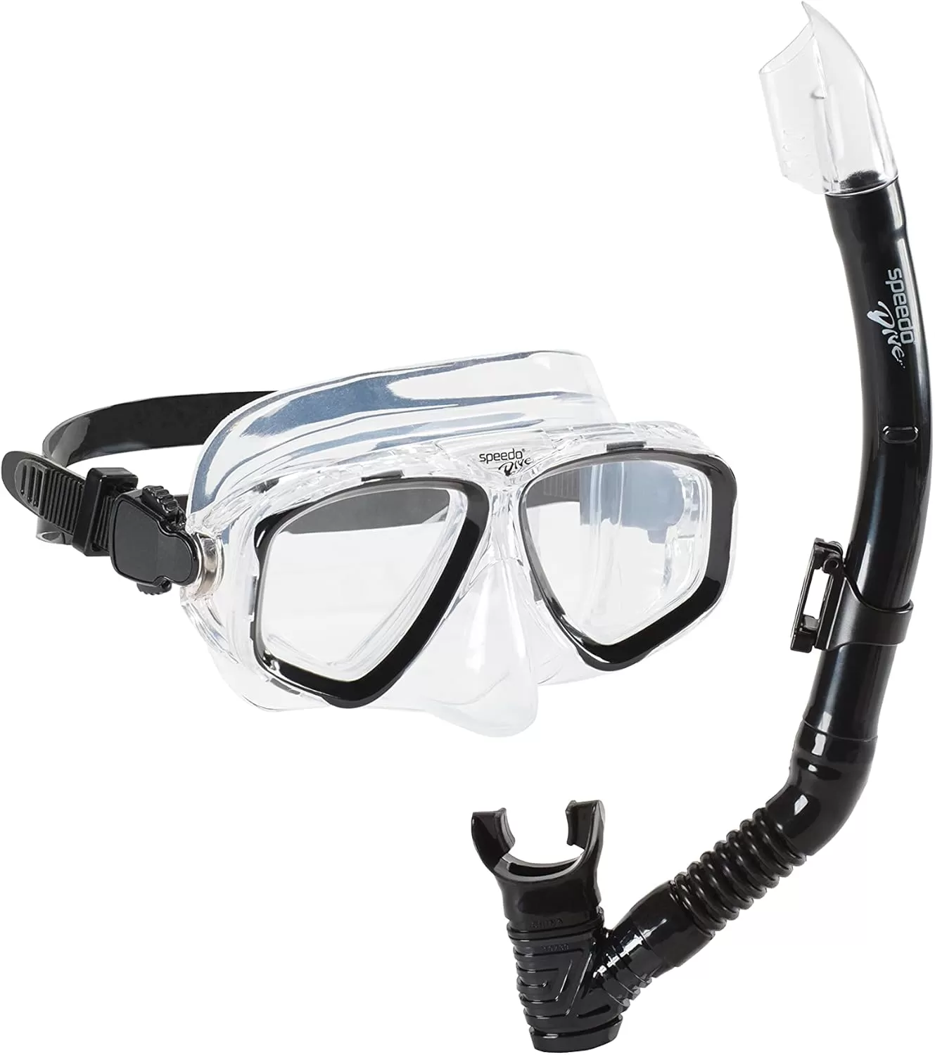 imageSpeedo UnisexAdult Swim Snorkel Dive Mask AntiFog with Nose Cover Adventure SeriesMS BlackBlack