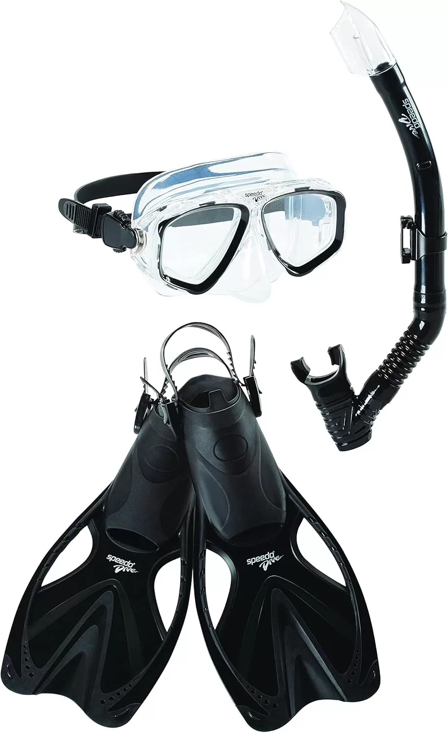 imageSpeedo UnisexAdult Swim Snorkel Dive Mask AntiFog with Nose Cover Adventure SeriesMSF BlackBlack