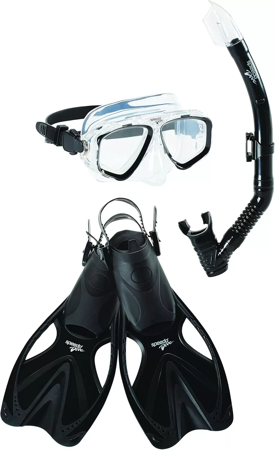 imageSpeedo UnisexAdult Swim Snorkel Dive Mask AntiFog with Nose Cover Adventure SeriesMSF BlackBlack