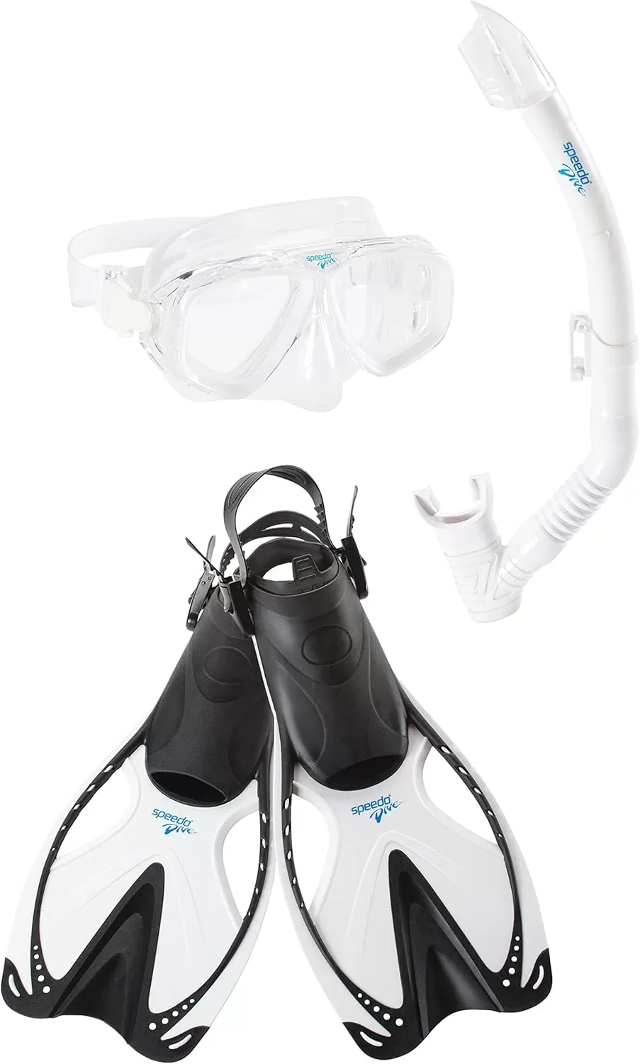 imageSpeedo UnisexAdult Swim Snorkel Dive Mask AntiFog with Nose Cover Adventure SeriesMSF BlackWhite