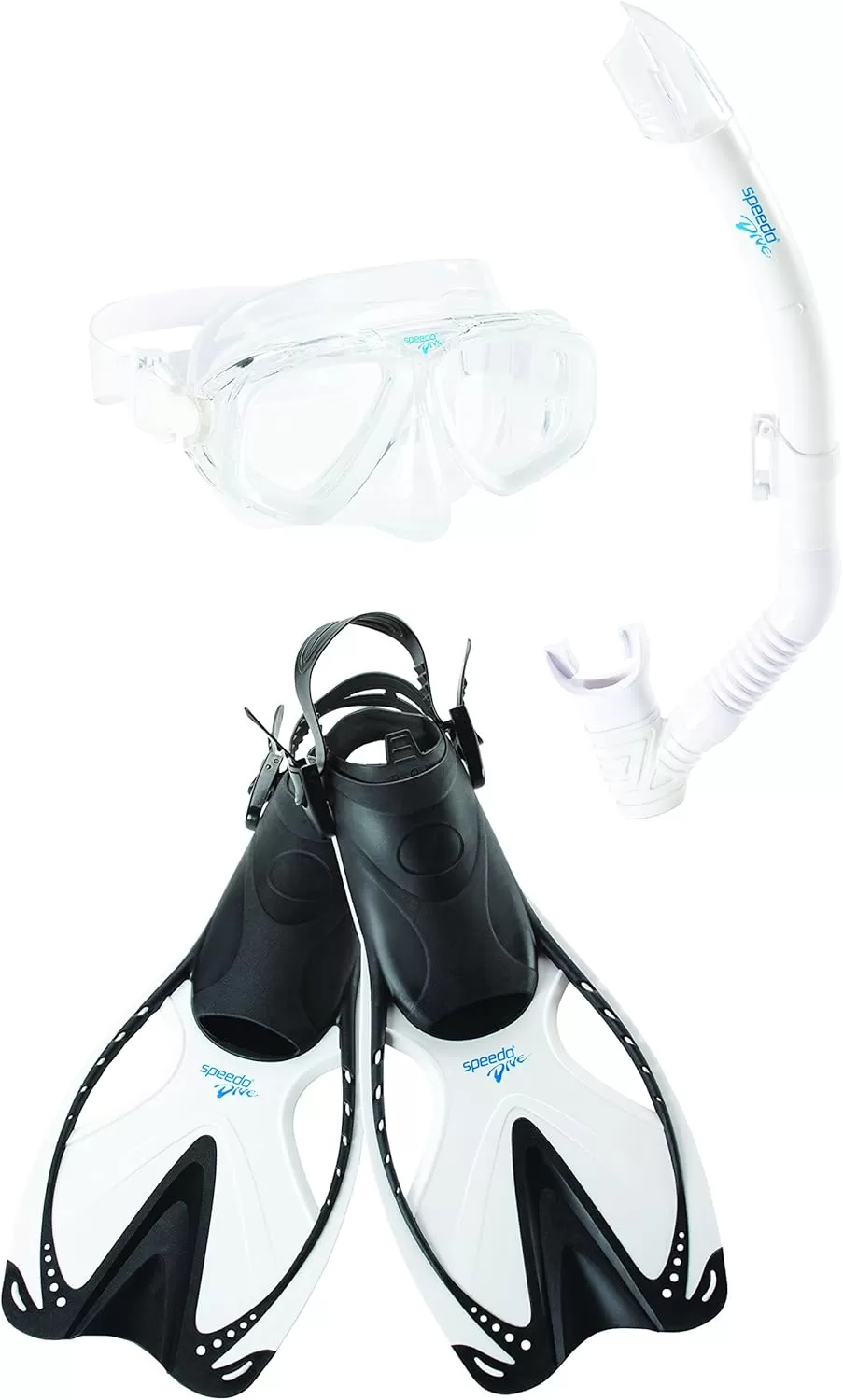 imageSpeedo UnisexAdult Swim Snorkel Dive Mask AntiFog with Nose Cover Adventure SeriesMSF BlackWhite