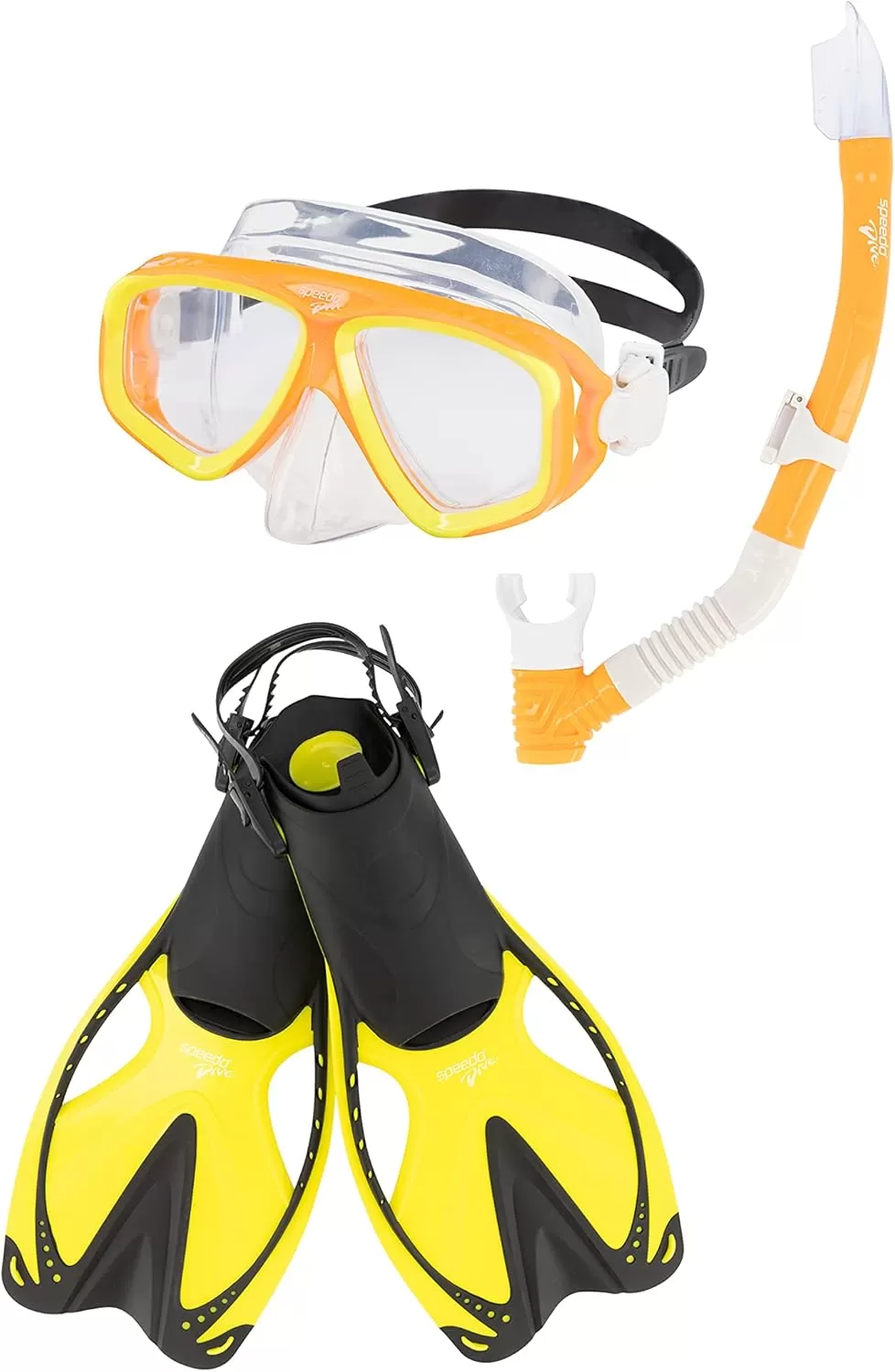 imageSpeedo UnisexAdult Swim Snorkel Dive Mask AntiFog with Nose Cover Adventure SeriesMSF OrioleClear