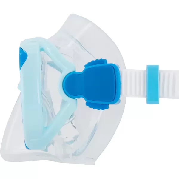 imageSpeedo UnisexAdult Swim Snorkel Dive Mask AntiFog with Nose Cover Adventure SeriesM Cool BlueClear