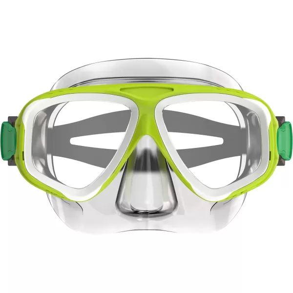 imageSpeedo UnisexAdult Swim Snorkel Dive Mask AntiFog with Nose Cover Adventure SeriesM Lime GreenClear
