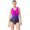 imageSpeedo Womens Swimsuit One Piece Powerflex Zip Front Closed Back PrintDiscontinuedVery Fuchsia