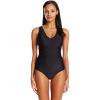 imageSpeedo Womens VNeck One Piece Swimsuit with Underwire Black 10Blue Smoke