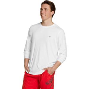 imageSpeedo Mens UV Swim Shirt Basic Easy Long Sleeve Regular FitBasic White