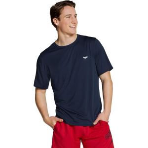 imageSpeedo Mens UV Swim Shirt Basic Easy Short Sleeve Regular FitBasic Peacoat