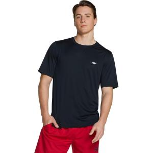 imageSpeedo Mens UV Swim Shirt Basic Easy Short Sleeve Regular FitBasic Speedo Black