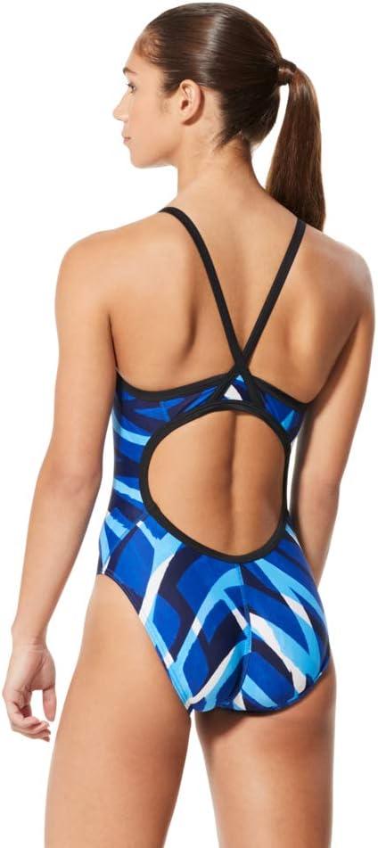 imageSpeedo Womens Swimsuit One Piece PowerFlex Flyback Printed Adult Team ColorsHigher Level Speedo Blue