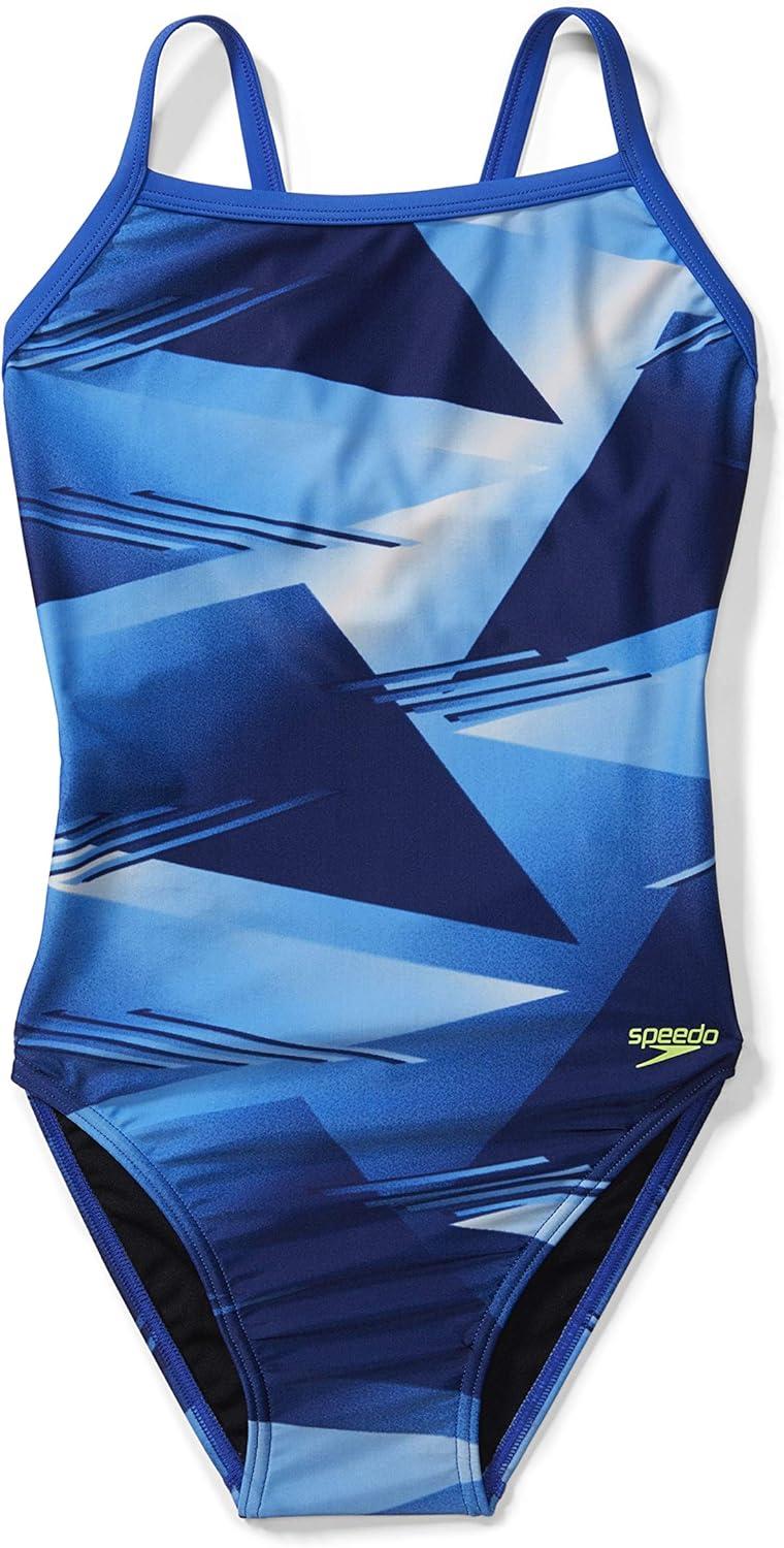 imageSpeedo Womens Swimsuit One Piece PowerFlex Flyback Printed Adult Team ColorsLane Game Blue