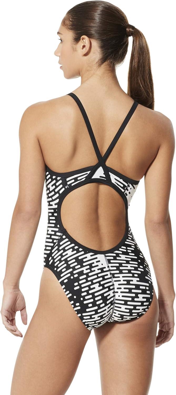 imageSpeedo Womens Swimsuit One Piece PowerFlex Flyback Printed Adult Team ColorsModern Speedo Black
