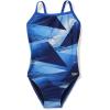 imageSpeedo Womens Swimsuit One Piece PowerFlex Flyback Printed Adult Team ColorsLane Game Blue