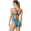 imageSpeedo Womens Swimsuit One Piece PowerFlex Flyback Printed Adult Team ColorsModern BlueGreen