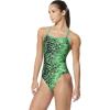 imageSpeedo Womens Swimsuit One Piece PowerFlex Flyback Printed Adult Team ColorsModern Speedo Green