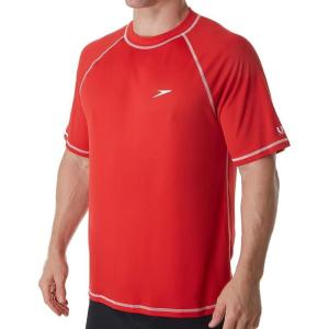 imageSpeedo Mens UV Swim Shirt Short Sleeve Loose Fit Easy TeeLoose Atomic Red